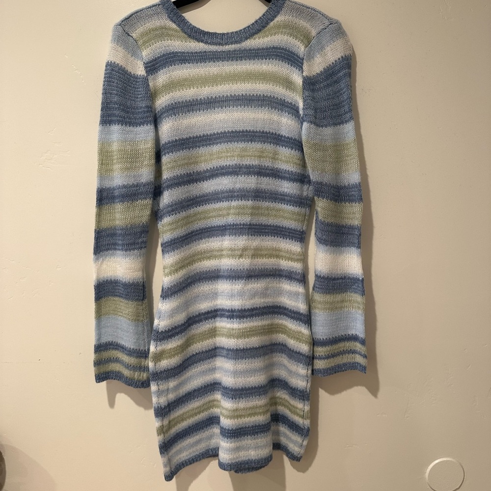 Stripped Sweater Dress Low Back